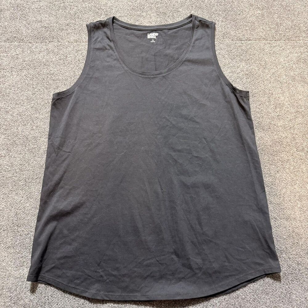 Lands' End Tank Top Women's Large Black Sleeveless Scoop Neck Basic Casual